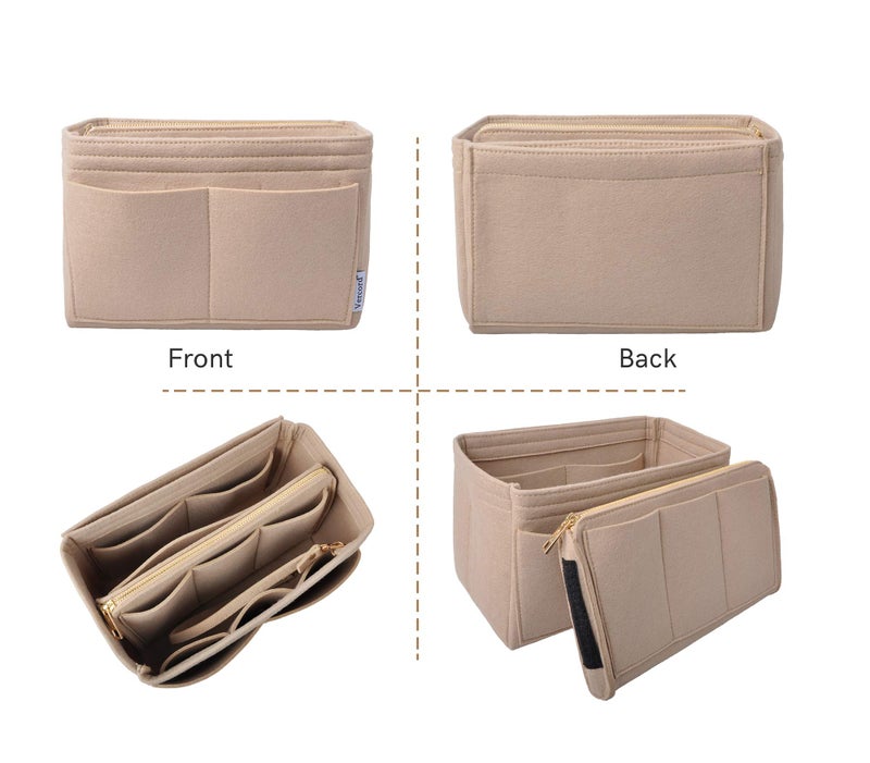 Vercord Felt Organizer Insert for Purse Handbag Tote Bag in Bag Inside Shaper Divider Neo Beige Large - Image 2